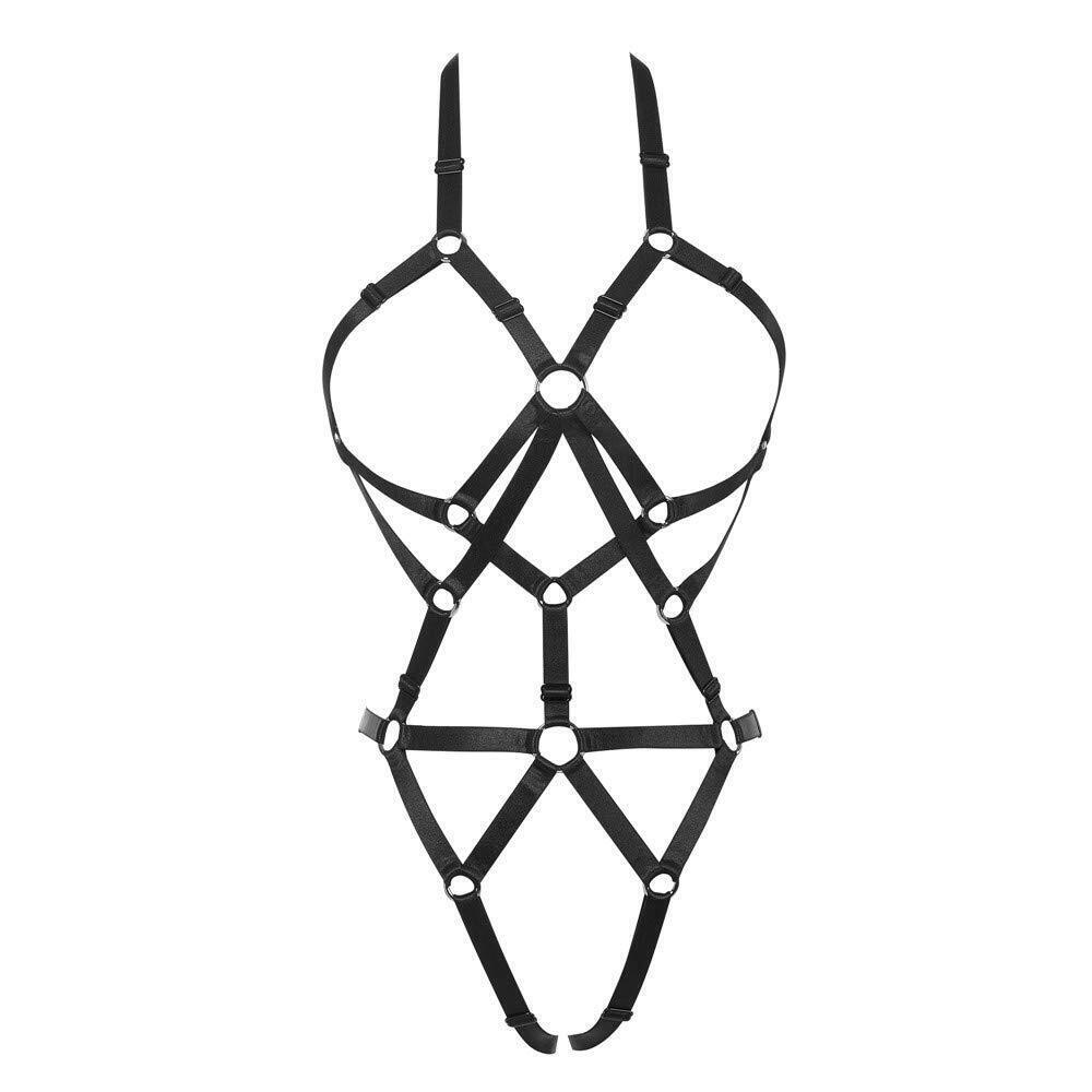 5555 Cage Bra Harness Elastic Hollow Out Strappy Bra Lingerie Goth Cupless